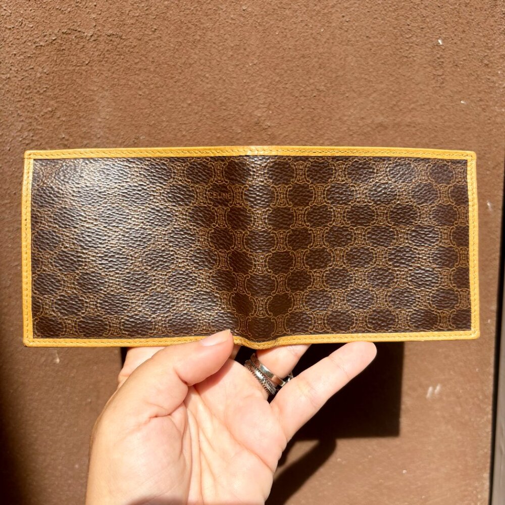 Vintage Celine Bifold Wallet Dark Macadam PVC Canvas with Leather Trim - Picture 3 of 8